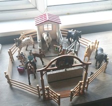 Schleich Horses  (8) Plus Stabling & Paddock  And Equestrian Equipment