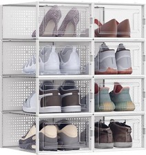 Shoe Boxes, Pack of 8 Stackable Shoe Storage Organisers, SHOE STORAGE