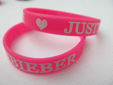 Unisex Pink I Love Justin Bieber, Belieber Silicone Rubber Wrist Band UK Seller