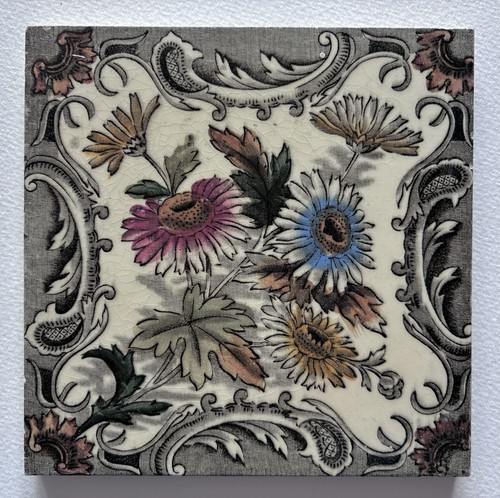Antique victorian ceramic tile - antique,