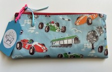 Cath Kidston Vintage Racing Cars Oilcloth Red Zip With Ribbon Pull Handmade Rare