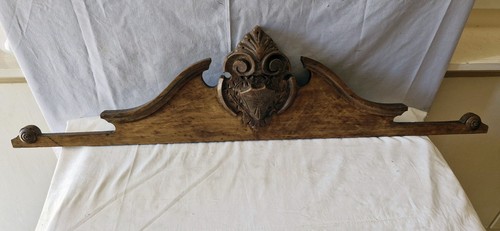 Antique carved oak pediment