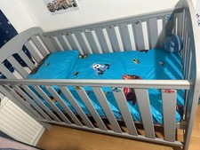 Grey Wooden Baby Cot Bed &