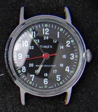Timex Militar Black Dial Men's Hand-Wind Vintage Watch -- Running