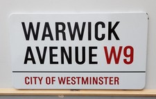 Warwick Avenue enamel street sign London 