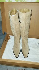Zara Cowboy Boots, Suede  Embroidered Knee High  UK7 EU40 US9