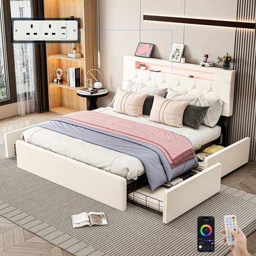 New storage upholstered bed - new,