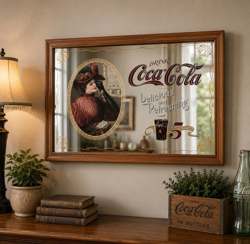 Vtg coca cola mirrored - mirrored, bar/pub