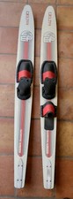 Vintage pair EP Delta Silver Black Red 65" slalom Water Skis w/ adjst bindings