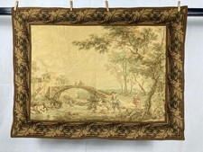 Vintage French Beautiful Rococo Landscape Scene Wall Hanging Tapestry 89x116 cm