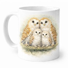 Watercolour Owl Mug Brew Crew
