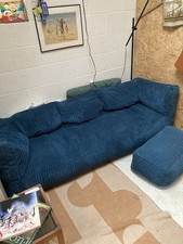 Big Bertha 3 seater Albert Bean Bag Sofa - Navy blue with footstool