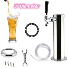 1 Tap Draft Beer Tower Wine Dispenser Bar Pub  Kegerator 3" Diam Stainless Steel