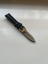 Beautiful NEW 16mm FOR OMEGA Black Leather With Gold Colour Buckle BARGAIN!