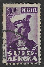 South Africa:  1942-44, 2d Blue, War Effort, Sailor, SG 100 (E-A), FU