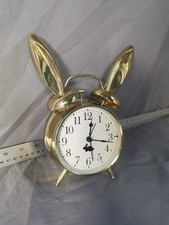 Vintage Clock Alarm Bunny Gold Working