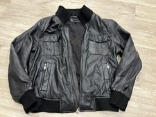 Buxton Black Leather Bomber Jacket Size XXL / Chest 56”.    (b3)