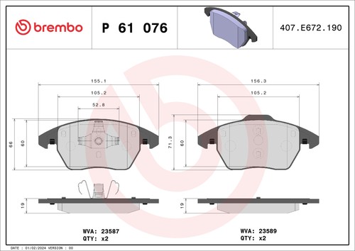 Fits brembo 076 - p, pad