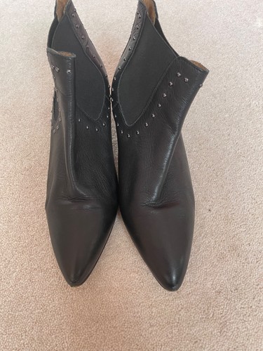 Black leather ankle pixie - black,