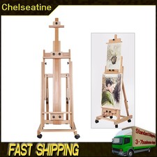 Heavy-Duty Large Studio Artist Easel Red Beech Wood Painting Art Easel H-Frame