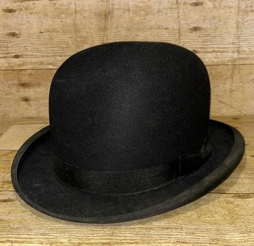 Vintage black wool bowler hat - black,