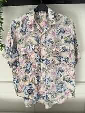 100% Silk map print Color Point Shirt. Pastel Print. Festival holiday beach