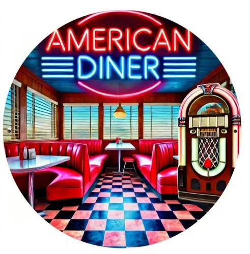 Vintage american diner - vintage, round