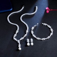 Silver Plated CZ Leaf Flower