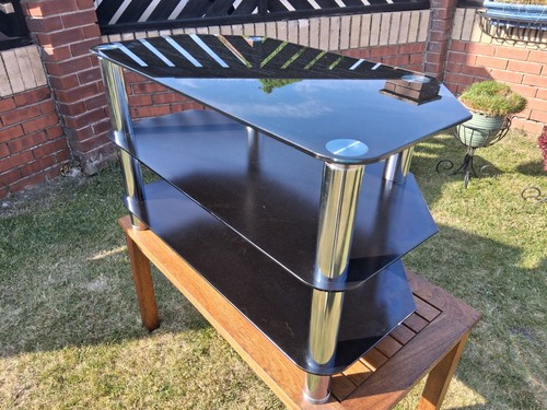 Black glass corner stand - black, tv