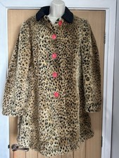 Stunning 00s Vintage Leopard Print Faux Fur Winter Coat Fearne Cotton S14