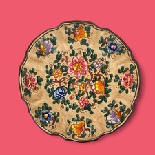 Vintage CAFF Gubbio Plate, Italian Majolica Pottery, Hand Painted Floral Wall