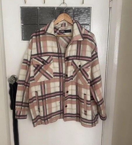 Zara pink check shacket - zara, size