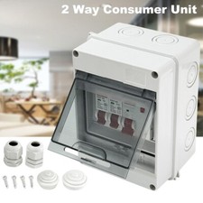 2 Way Garage Shed Camper Van Caravan Consumer Unit Fuse Box with RCD and 2 x MCB