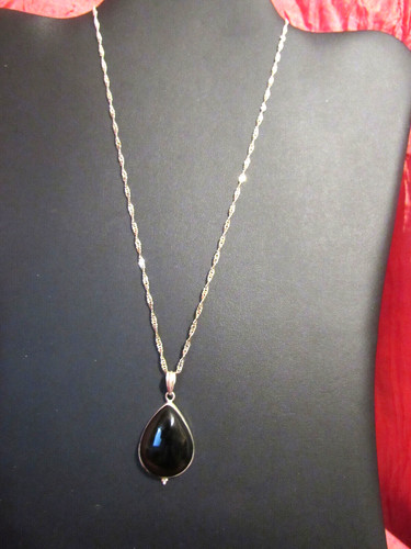 Gemstone black agate pendant - black,