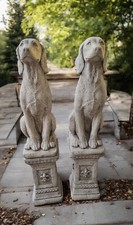 Pair of Large Hound Stone Dogs