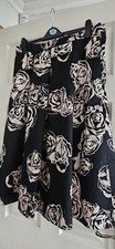 M&CO BLACK AND PINK FLORAL LINED SKIRT SIZE 16