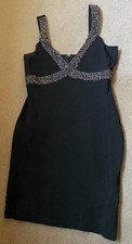  Genuine Jane Norman black bandage rhinestone Bodycon dress  UK14