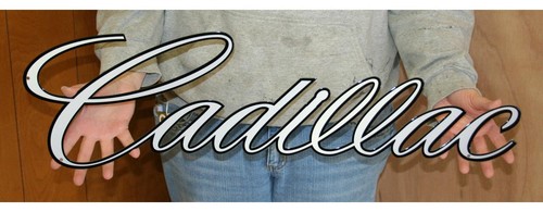Cadillac script steel sign - cadillac,