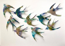 Flock swallows flying - flock, of