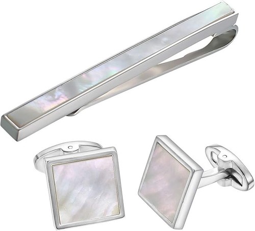 White mother pearl tie pin - white,