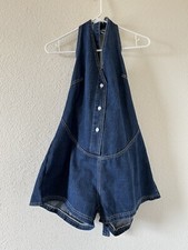 Denim Romper Halter Neck
