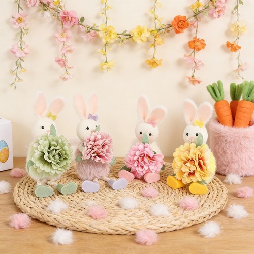 Floral accent bunny ornament - accent,