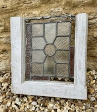 Antique Stained Glass Window Leaded Light Pane 9”x8” Victorian for Spares/Repair