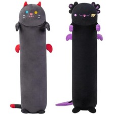 Long Cat Pillow Plush Sleeping Hugging Cushion Stuffed Cute Squishy Kitty Black