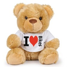 Teddy bear I Love Bikes biker bear brown soft toy CE approved 17cm