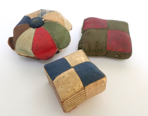 Antique patchwork silk pin - patchwork,