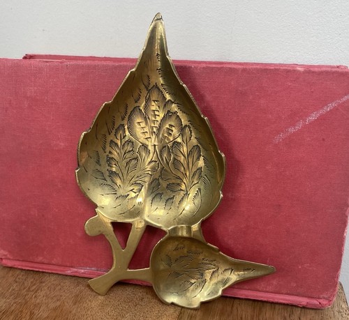Vintage brass leaf dish - vintage,