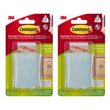 2 x Command Jumbo Universal Sticky Nail Picture Hanger 1 Hook 4 Large Strips