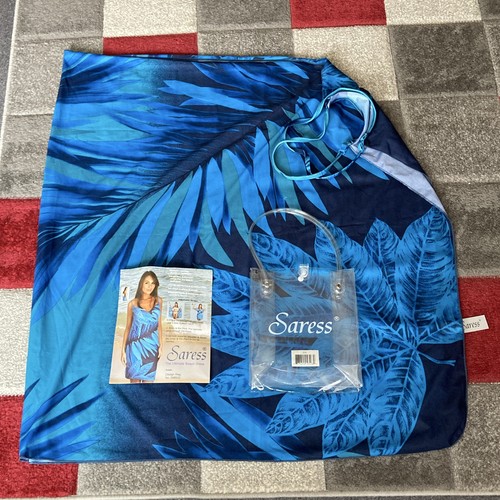 Saress blue leaf print - leaf, beach