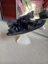 Jacques Vert Hat for Wedding Mother of Bride/Groom Navy wide brim really vgc